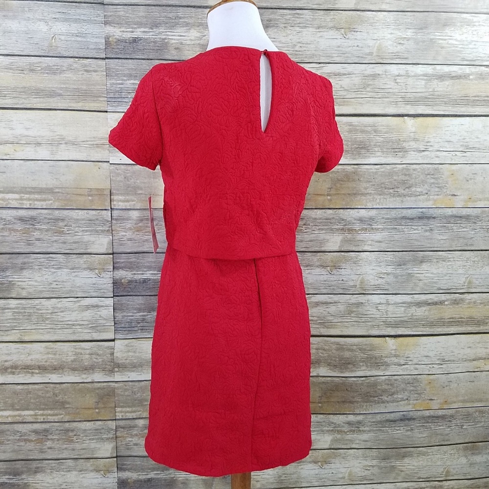 NWT Zara Red Jacquard Double Layer Dress - Picture 8 of 8